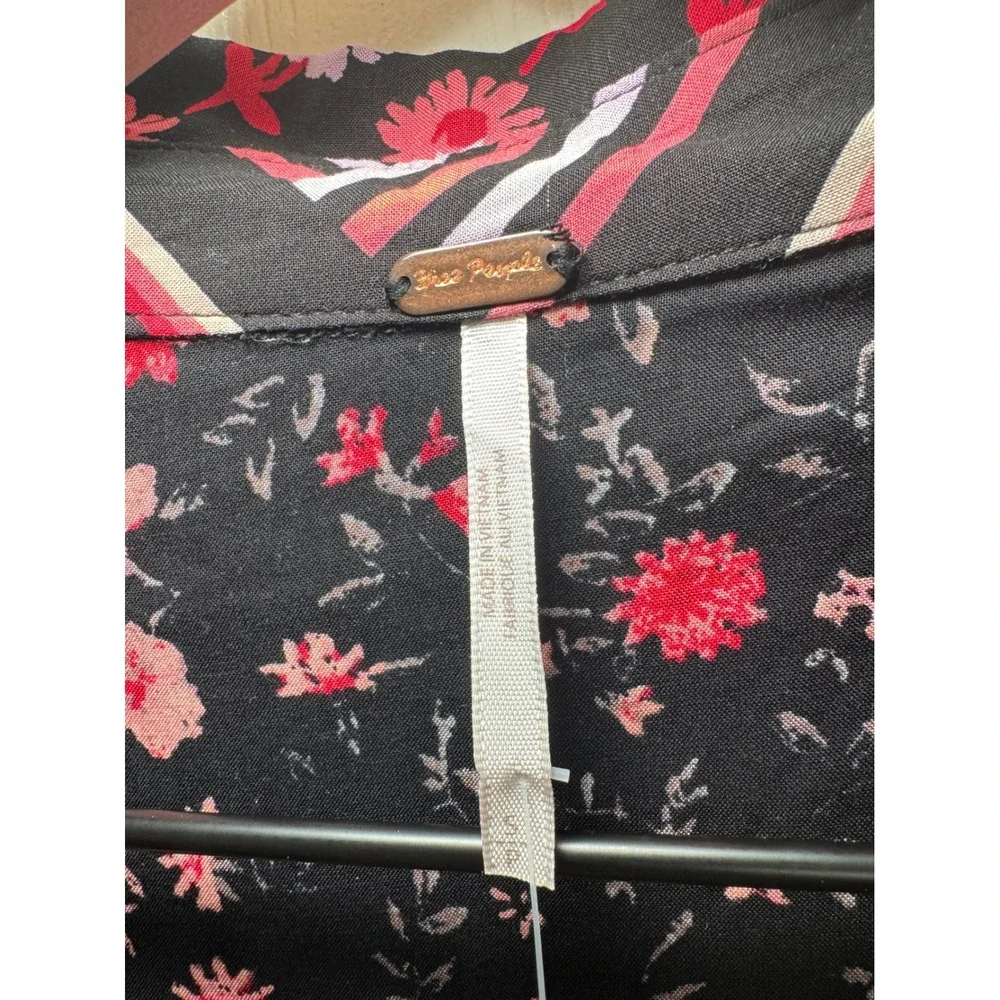NWT Free People Hazel Womens Floral Stripe Mixed Print Button Down Blouse Small